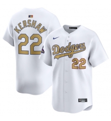 Men Los Angeles Dodgers 22 Clayton Kershaw White 2025 Gold Collection Limited Stitched Baseball Jersey