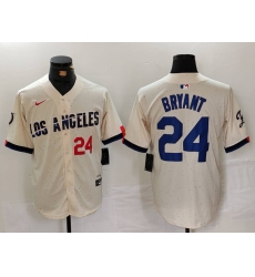 Men Los Angeles Dodgers 24 Kobe Bryant Cream Stitched Baseball Jersey 2