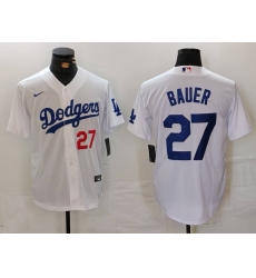 Men Los Angeles Dodgers 27 Trevor Bauer White Stitched Baseball Jersey 4 Men Los Angeles Dodgers 27 Trevor Bauer White Stitched Baseball Jersey 4