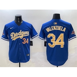 Men Los Angeles Dodgers 34 Fernando Valenzuela Royal 2025 Gold Collection Limited Stitched Baseball Jersey