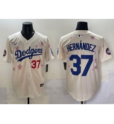 Men Los Angeles Dodgers 37 Teoscar Hernandez Cream 2025 Tokyo Series Limited Stitched Baseball Jersey