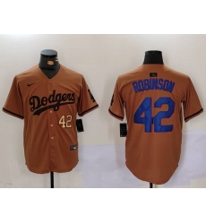 Men Los Angeles Dodgers 42  Jackie Robinson Brown Cool Base Stitched Baseball Jersey 5