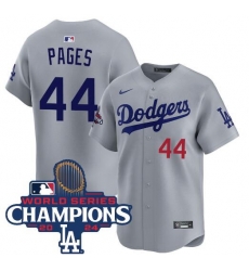 Men Los Angeles Dodgers 44 Andy Pages Grey 2024 World Series Champions Limited Stitched Baseball Jersey