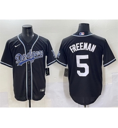 Men Los Angeles Dodgers 5 Freddie Freeman Black Fashion Stitched Baseball Jersey