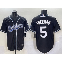 Men Los Angeles Dodgers 5 Freddie Freeman Black Fashion Stitched Baseball Jersey