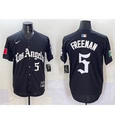 Men Los Angeles Dodgers 5 Freddie Freeman Black Mexico 2025 LA Gothic Style With Fernando Patch Vapor Premier Limited Stitched Baseball Jersey