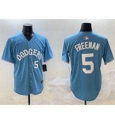 Men Los Angeles Dodgers 5 Freddie Freeman Light Blue Limited Stitched Baseball Jersey