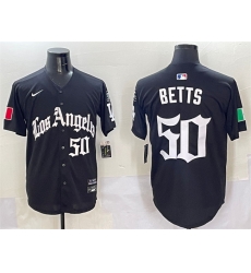 Men Los Angeles Dodgers 50 Mookie Betts Black Mexico 2025 LA Gothic Style With Fernando Patch Vapor Premier Limited Stitched Baseball Jersey
