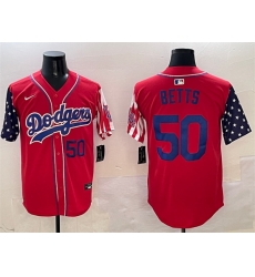 Men Los Angeles Dodgers 50 Mookie Betts Red Limited Stitched Baseball Jersey