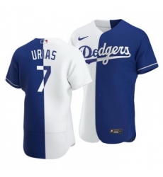 Men Los Angeles Dodgers 7 Julio Urias Split White Blue Two Tone Jersey Men Los Angeles Dodgers 7 Julio Urias Split White Blue Two Tone Jersey