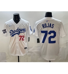 Men Los Angeles Dodgers 72 Miguel Rojas White 2025 World Series Champions Patch Limited Stitched Baseball Jersey Men Los Angeles Dodgers 72 Miguel Rojas White 2025 World Series Champions Patch Limited Stitched Baseball Jersey