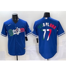 Men Los Angeles Dodgers 77 Peso Pluma Blue Mexico Stitched Jersey