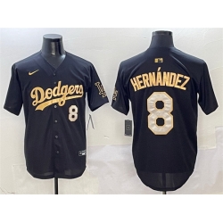 Men Los Angeles Dodgers 8 Enrique Hernandez Black Gold Limited Stitched Baseball Jersey