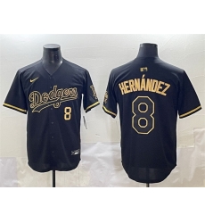 Men Los Angeles Dodgers 8 Enrique Hernandez Black Gold Limited Stitched Jersey