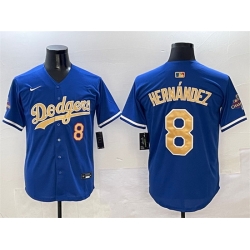 Men Los Angeles Dodgers 8 Enrique Hernandez Royal 2025 Gold Collection Limited Stitched Baseball Jersey