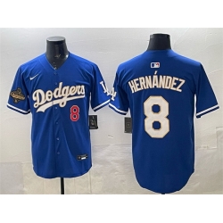 Men Los Angeles Dodgers 8 Enrique Hernandez Royal 2025 World Series Champions Patch Limited Stitched Baseball Jersey