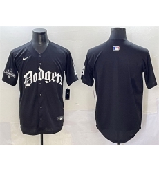 Men Los Angeles Dodgers Blank Black 2025 LA Gothic Style With 2024 World Series Champions Patch Vapor Premier Limited Stitched Baseball Jersey