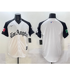 Men Los Angeles Dodgers Blank White Black Mexico 2025 LA Gothic Style With Fernando Patch Vapor Premier Limited Stitched Baseball Jersey