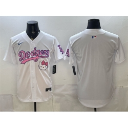 Men Los Angeles Dodgers Blank White Hello Kitty Night Stitched Baseball Jersey