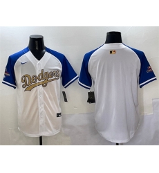 Men Los Angeles Dodgers Blank White Royal Gold 2024 World Series Champions Vapor Limited Stitched Baseball Jersey