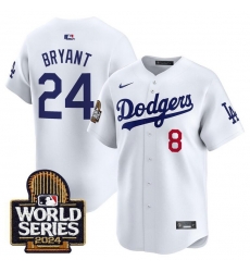 Men Los Angeles Dodgers Front 8 Back 24 Kobe Bryant White Jackie Robinson Patch Home Limited Stitched Baseball Jersey