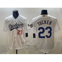 Men Los Angeles Dodgers  Kyle Tucker White 2026 Gold Collection Stadium Stitched Baseball Jersey