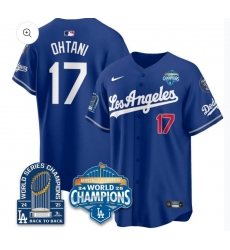Men Los Angeles Dodgers Ohtani Blue Back To Back Champions Flex Base Jersey
