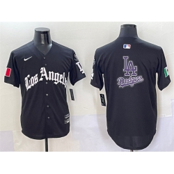Men Los Angeles Dodgers Team Big Logo Black Mexico 2025 LA Gothic Style With Fernando Patch Vapor Premier Limited Stitched Baseball Jersey 002
