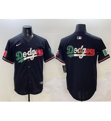 Men Los Angeles Dodgers Team Big Logo Black Mexico Flag Limited Stitched Baseball Jersey