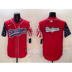 Men Los Angeles Dodgers Team Big Logo Red Limited Stitched Baseball Jersey 001