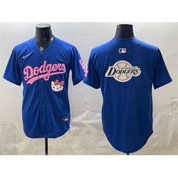 Men Los Angeles Dodgers Team Big Logo Royal Hello Kitty Night Stitched Baseball Jersey