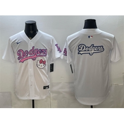 Men Los Angeles Dodgers Team Big Logo White Hello Kitty Night Stitched Baseball Jersey