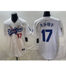Men Los Angeles Dodgers x One Piece  17 Shohei Ohtani White Vapor Premier Limited Stitched Baseball Jersey