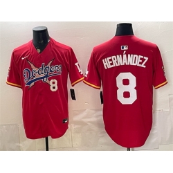 Men Los Angeles Dodgers x One Piece  8 Enrique Hernandez Red Vapor Premier Limited Stitched Baseball Jersey