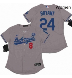 Women Dodgers Front 8 Back 24 Kobe Bryant Grey Cool Base Stitched MLB Jersey Women Dodgers Front 8 Back 24 Kobe Bryant Grey Cool Base Stitched MLB Jersey