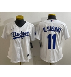 Women Los Angeles Dodgers 11 Roki Sasaki White Cool Base Stitched Baseball Jersey Women Los Angeles Dodgers 11 Roki Sasaki White Cool Base Stitched Baseball Jersey