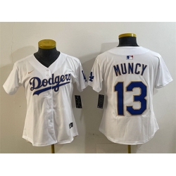 Women Los Angeles Dodgers 13 Max Muncy White Gold Limited Stitched Baseball Jersey