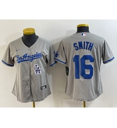 Women Los Angeles Dodgers 16 Will Smith Grey Stitched Jersey 4 Women Los Angeles Dodgers 16 Will Smith Grey Stitched Jersey 4