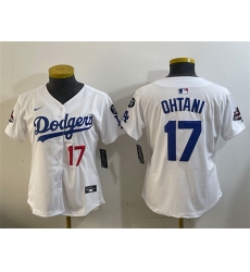 Women Los Angeles Dodgers 17 Shohei Ohtani White 2024 World Series Champions With Fernando Memorial Patch Home Limited Stitched Baseball Jersey 28Run Small Women Los Angeles Dodgers 17 Shohei Ohtani White 2024 World Series Champions With Fernando Memorial Patch Home Limited Stitched Baseball Jersey 28Run Small