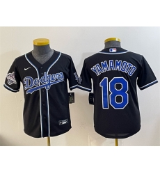 Women Los Angeles Dodgers 18  Yoshinobu Yamamoto Black Fashion 2025 World Series Champions Cool Base Stitched Baseball Jersey 