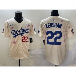 Women Los Angeles Dodgers 22 Clayton Kershaw Cream 2025 Tokyo Series Limited Stitched Baseball Jersey