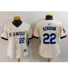 Women Los Angeles Dodgers 22 Clayton Kershaw Cream Stitched Jersey 1 Women Los Angeles Dodgers 22 Clayton Kershaw Cream Stitched Jersey 1