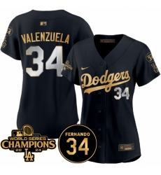 Women Los Angeles Dodgers 34 Fernando Valenzuela Black Gold 2024 World Series Champions 26 Fernando Memorial Patch Limited Stitched Baseball Jersey 28Run Women Los Angeles Dodgers 34 Fernando Valenzuela Black Gold 2024 World Series Champions 26 Fernando Memorial Patch Limited Stitched Baseball Jersey 28Run