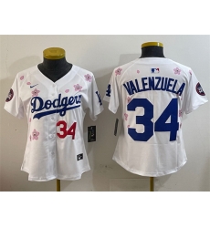 Women Los Angeles Dodgers 34 Fernando Valenzuela White 2025 Tokyo Series Limited Stitched Baseball Jersey