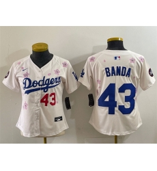 Women Los Angeles Dodgers 43 Anthony Banda Cream 2025 Tokyo Series Limited Stitched Baseball Jersey