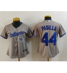 Women Los Angeles Dodgers 44 Vicente Padilla Grey Stitched Jersey 8 Women Los Angeles Dodgers 44 Vicente Padilla Grey Stitched Jersey 8