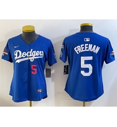 Women Los Angeles Dodgers 5 Freddie Freeman Royal 2024 World Series Champions With Fernando Memorial Patch Alternate Limited Stitched Baseball Jersey 28Run Women Los Angeles Dodgers 5 Freddie Freeman Royal 2024 World Series Champions With Fernando Memorial Patch Alternate Limited Stitched Baseball Jersey 28Run