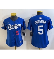 Women Los Angeles Dodgers 5 Freddie Freeman Royal 2024 World Series With Fernando Memorial Patch Alternate Limited Stitched Baseball Jersey Women Los Angeles Dodgers 5 Freddie Freeman Royal 2024 World Series With Fernando Memorial Patch Alternate Limited Stitched Baseball Jersey