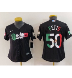Women Los Angeles Dodgers 50 Mookie Betts Black Mexico Stitched Jersey Women Los Angeles Dodgers 50 Mookie Betts Black Mexico Stitched Jersey