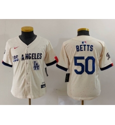 Women Los Angeles Dodgers 50 Mookie Betts Cream Stitched Jersey 9 Women Los Angeles Dodgers 50 Mookie Betts Cream Stitched Jersey 9